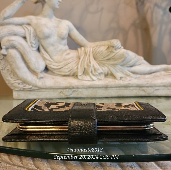 L.A.M.B by Gwen Stefani Leather Trim Wallet Fabric Logo Snap Designer Celeb #49 - Picture 7 of 14